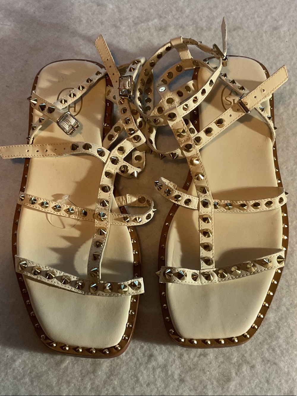 Women's ASH White Studded Strappy Sandals size 9/40